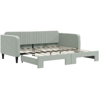 vidaXL Sof&aacute; Cama Nido Terciopelo Gris Claro 90x190 Cm Vidaxl