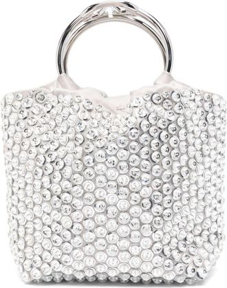 Valentino Garavani small Carry Secrets bucket bag - women - Lambskin/Silk/Viscose/Metal/Viscose/Silk - One Size - Grey