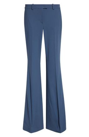 Michael Kors Haylee Stretch Virgin Wool Flare Trousers in Steel at Nordstrom, Size 14