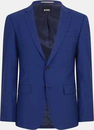HUGO BOSS Mens Solid Patterned Single Button Lapel Collared Suit Jacket in Navy - Size X-Small