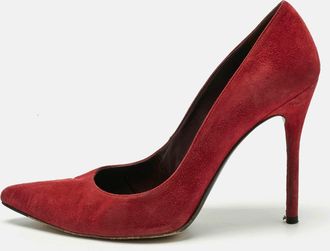 Stuart Weitzman Scarlet Red Suede Nouveau Pointed Toe Pumps