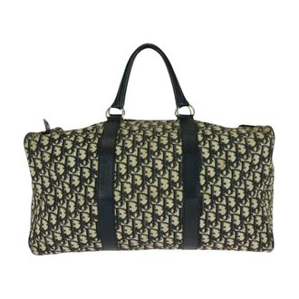 Dior Beige Black Canvas Leather Boston Bag (Pre-Owned)