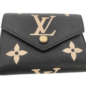 Louis Vuitton Beige Black Monogram Empreinte Wallet (Tri-Fold) (Pre-Owned)