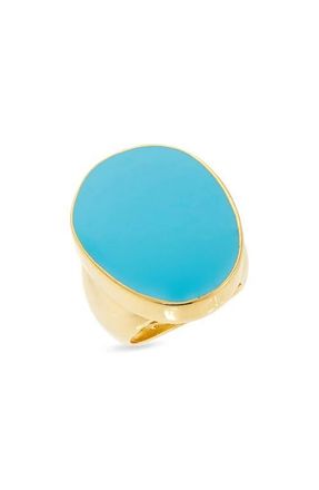 Kenneth Jay Lane Adjustable Enamel Cocktail Ring in Turquoise at Nordstrom