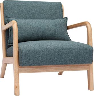 Miliboo Miliboo - Sill&oacute;n N&oacute;rdico De Tejido Verde Gris&aacute;ceo Y Madera Clara Maciza Derry