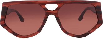 Victoria Beckham Brown Pilot Ladies Sunglasses VB681S 618 58