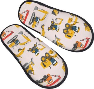 Generic Cotton Slippers Excavator Construction Car Lightweight Plush Slippers Cozy Anti-Slide Slipper For Guest Room Room Hotel M