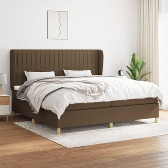 vidaXL Vidaxl - Cama Box Spring Con Colch&oacute;n Tela Marr&oacute;n Oscuro 200x200 Cm