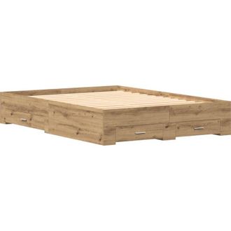 vidaXL Estructura De Cama Con Cajones Roble Artisan 135 X 190 Cm Vidaxl