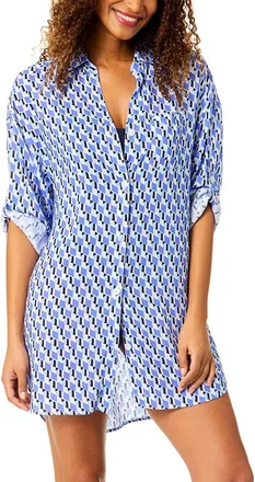 Anne Cole Mid Length Shirttail Button Down