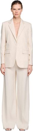 Sandro Striped tailored jacket in Ecru /Silver at Nordstrom, Size 38 Eu