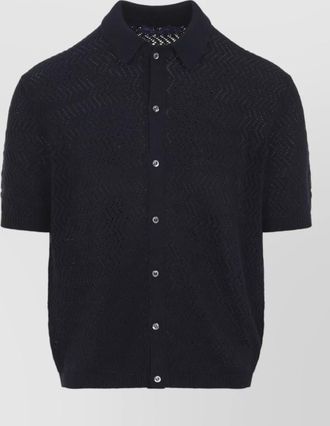 Ralph Lauren Purple Label short sleeve polo knit chevron cardigan