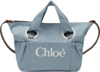 Chlo&eacute; Bolso Tote Bordado con Logo - Bags - Mujer - Azul - ONE SIZE