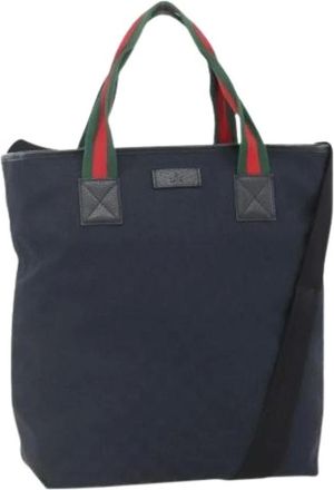 Gucci Pre-owned Tote Bags, female, Black, Size: ONE SIZE Pre-owned Canvas Tote Bag