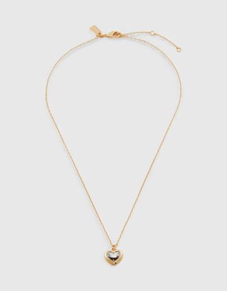 Coach Womens Coach Gold Tone Embellished Heart Necklace - Size: O/S