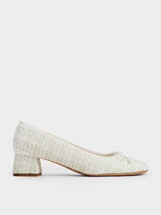 Charles & Keith Tweed Bow Ballet Pumps