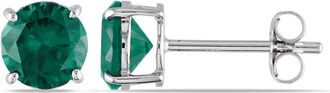 Amour Created Emerald Stud Earrings In 10K White Gold