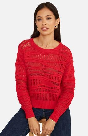 Yumi Wave Pointelle Knitted Jumper in Red at Nordstrom, Size Medium