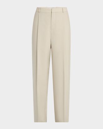 Saint Laurent Men & apos;s Pleated Wool-Silk Trousers