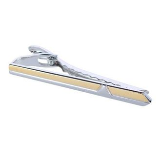Trafalgar Store Brushed Rhodium and Shiny Gold Tie Bar in Brushed Rhodium And Gold at Nordstrom