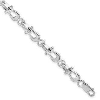 Diamond2Deal Sterling Silver Rhodium-plated Polished Mariners Link Bracelet 8