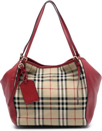 Burberry Pre-owned Shoulder Bags, female, Multicolor, Size: ONE SIZE Pre-owned Plaid Tote Bag