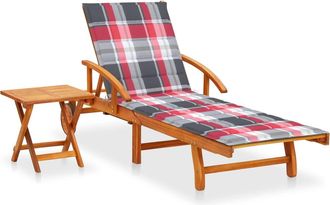 vidaXL Tumbona De Jard&iacute;n Con Mesa Y Coj&iacute;n Madera Maciza De Acacia Vidaxl