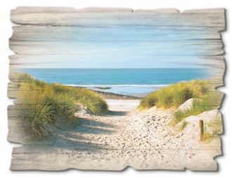 Artland Holzbild »Strand mit Sanddünen und Weg zur See« Strand 1 Stk. tlg