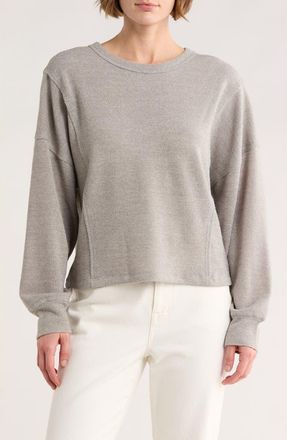 Lush Textured Knit Long Sleeve Shirt in Light Grey at Nordstrom Rack, Size X-Small