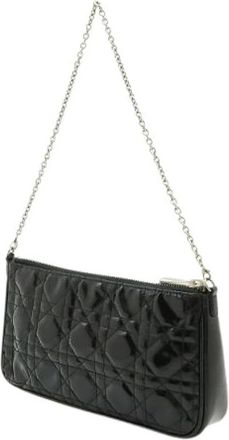 Dior Pre-owned Lady Dior Patent Leather Shoulder Bag - Dames - Vintage Clutch - Zwart - ONE Size - Leer - Vintage