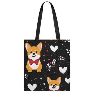 Generic Valentines Day Corgi Dog Hearts Womens Tote Casual Shopping Bag Lightweight Shoulder Bags Hobos Handbag for Work Travel Daily 35x40cm