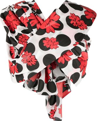 Comme Des Gar&ccedil;ons x Shun Sudo bow-detail gathered twisted blouse - women - Polyester - M - White