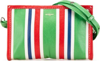 Balenciaga Pre-owned Womens Striped Everyday Camera Bag Crossbody - Dark Green Leather - One Size