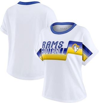 WEAR by Erin Andrews Womens WEAR by Erin Andrews White Los Angeles Rams Cropped Center Stripe Dolman T-Shirt at Nordstrom, Size Xx-Large