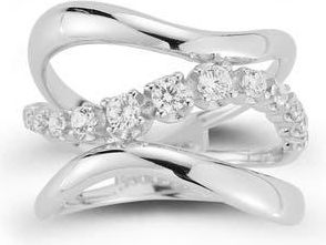 Glaze Jewelry Stacked Wave Cubic Zirconia Ring in Silver at Nordstrom Rack, Size 7
