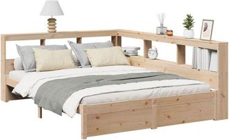 vidaXL Bookcase Bed without Mattress 140x200 cm Solid Wood Pine vidaXL
