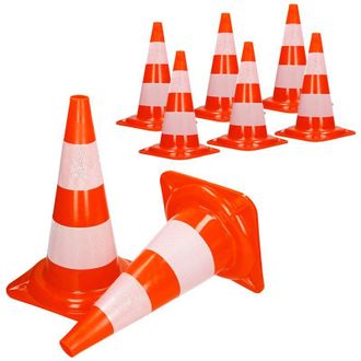 ECD Germany Ecd Germany - 8x Cono De Tr&aacute;fico Obra Pieza De Se&ntilde;alizaci&oacute;n Emergencia Color Naranja Y Blanco 47 Cm De Altura En Pvc Fuerte Y Robusto Pil&oacute;n De Segurid