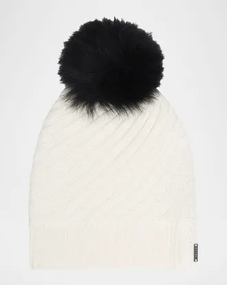 Gorski Select Cashmere Beanie with Lamb Shearling Pom
