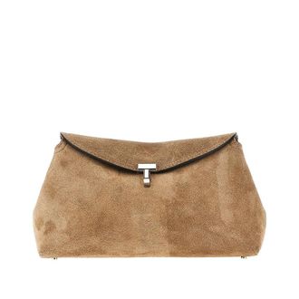 Toteme Suede leather T-Lock clutch Woman One Size