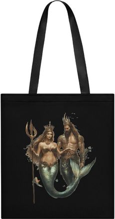Generic Mermaid Cute Queen And King Womens Tote Casual Shopping Bag Lightweight Shoulder Bags Hobos Handbag for Work Travel Daily 35x40cm