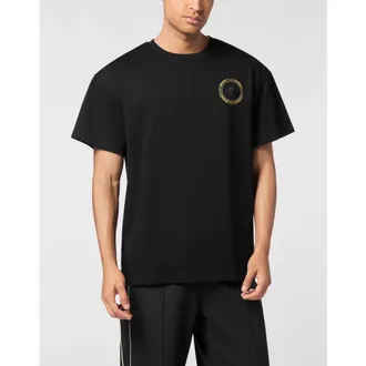 Plein Sport T-Shirt Round Neck Ss Logo Men in Black/lightgold at Nordstrom, Size Xxx-Large