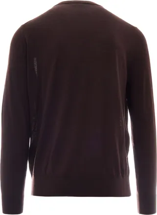 Ballantyne Mens Wool Crew-Neck Sweater Brown Jumpers