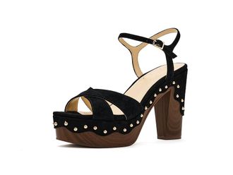 Jessica Simpson Samintia Block Heel Platform Sandals Womens Sandals Black : 6.5 M, Leather