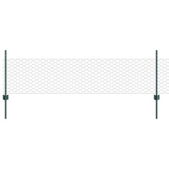 Berkfield Home Fence Posts 11 pcs U-Channel Green 80 cm Steel, Hexagon Fence Gre