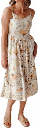 Dex Clothing Vintage Garden Smocked Midi Dress In Multi