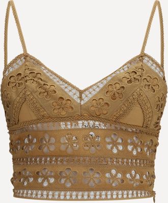 Charo Ruiz Ibiza Top Melie in voile di cotone e pizzo ricamato Woman S
