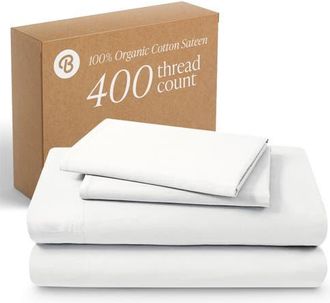 Bare Home 400 Thread Count Organic Cotton Sateen Sheet Set in White at Nordstrom, Size California King