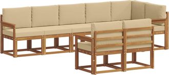 vidaXL Conjunto De Sof&aacute;s De Exterior 8 Uds. Natural Y Beige Vidaxl