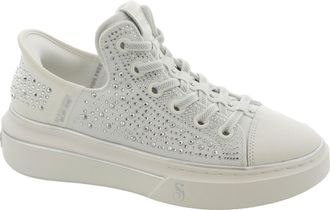 Skechers Womens Snoop One Rhine-Stoned Sneaker, White Rhinestone Canvas, 5.5 UK