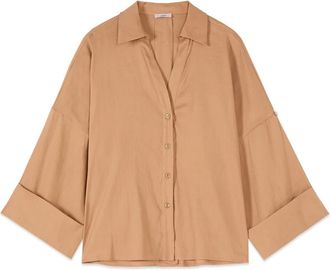 Oltre Shirts - Dames - Overhemden - Beige - XL - Linnen - Overhemden